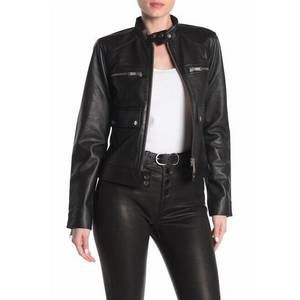 NEW JOE'S JEANS the biker leather jacket in black